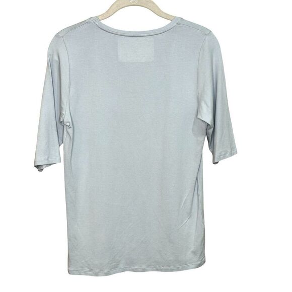 Majestic Filatures Soft Touch Tee Top Size Large 4 Angel Blue Scoop Neck $130 - Picture 6 of 6